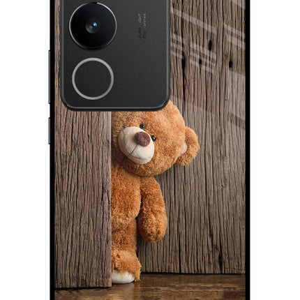 Teddy Wooden Vivo V29/V29 Pro Glass Case Back Cover by Casekaro