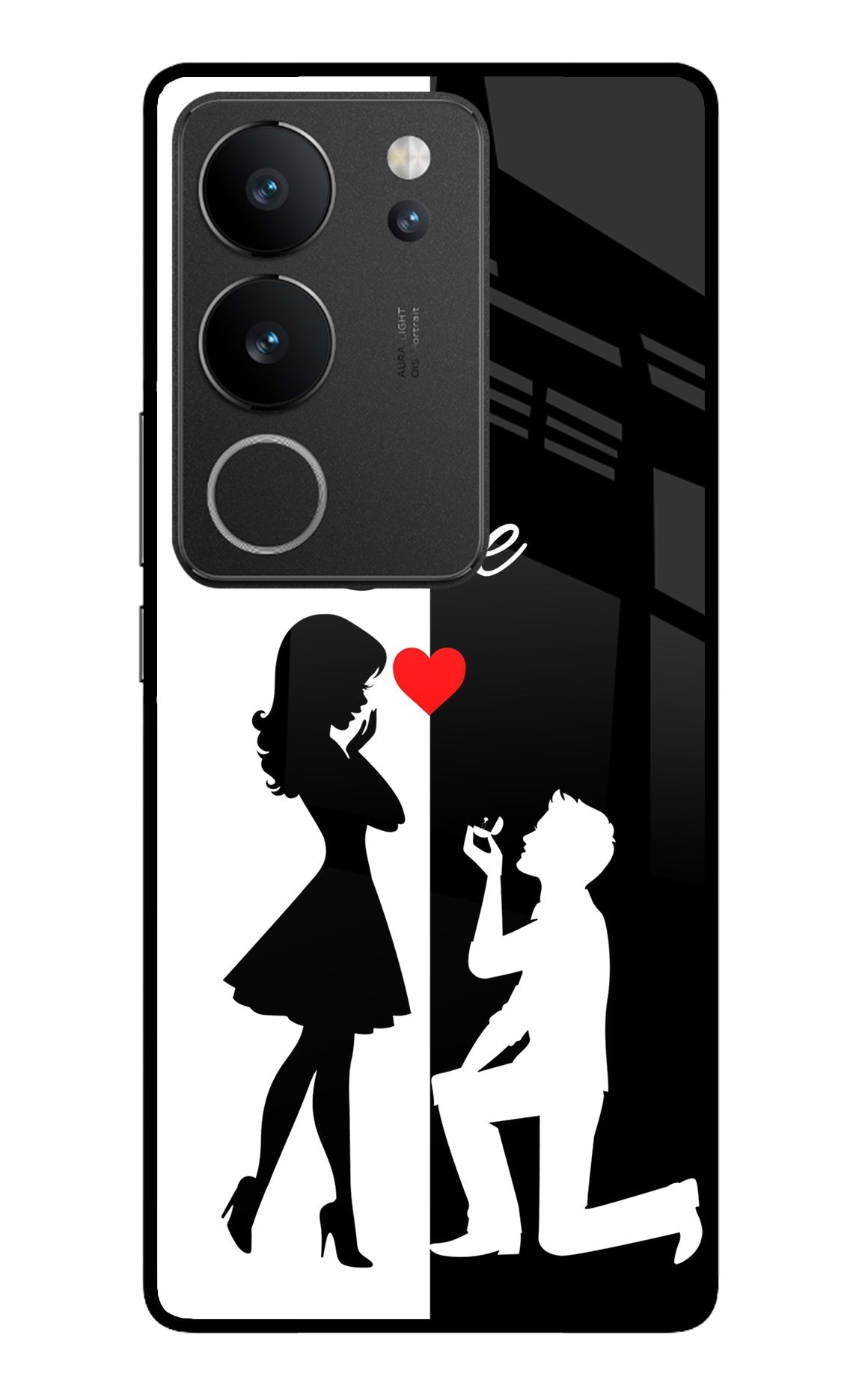 Love Propose Black And White Vivo V29/V29 Pro Glass Case