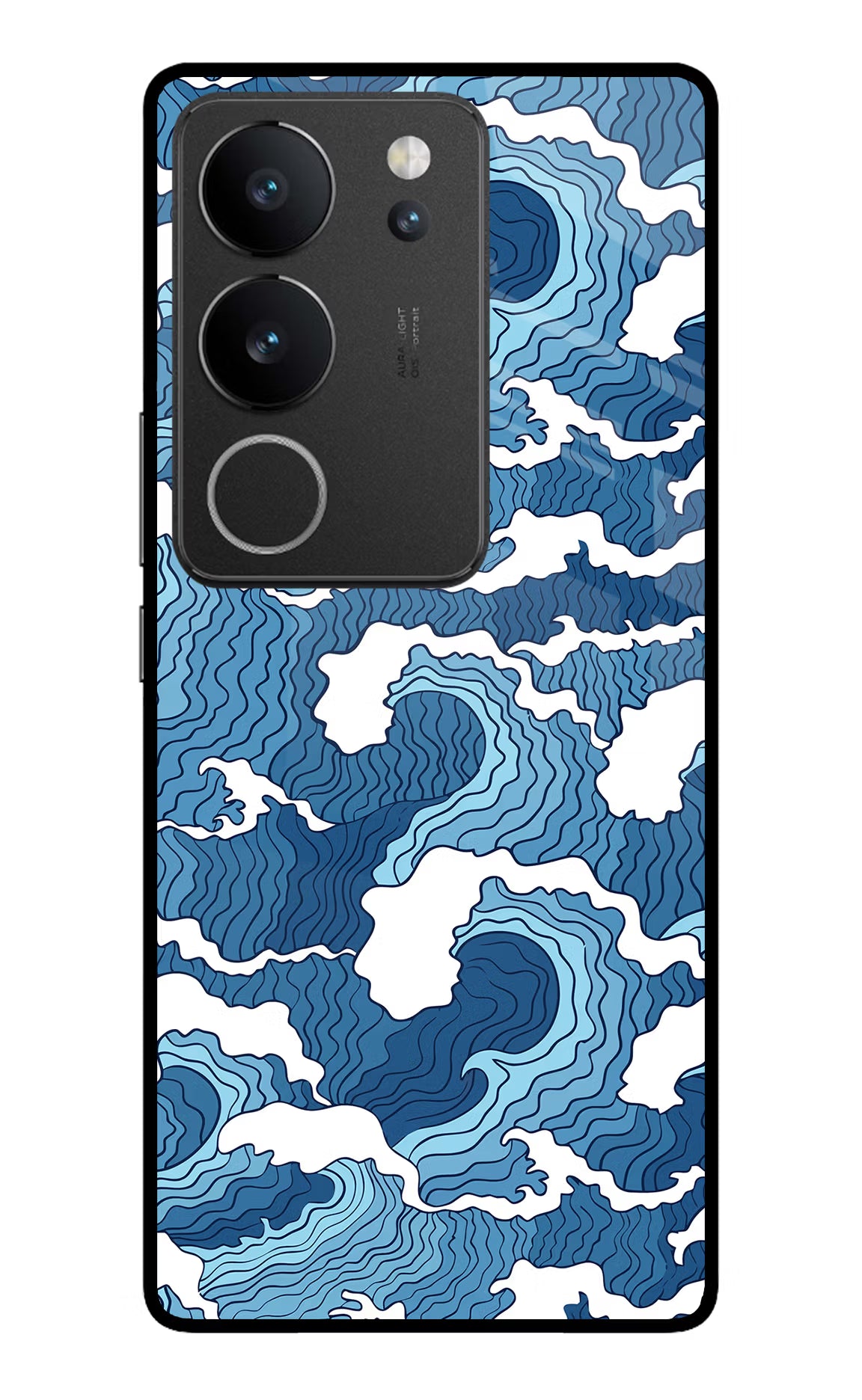 Blue Waves Vivo V29/V29 Pro Glass Case Back Cover by Casekaro