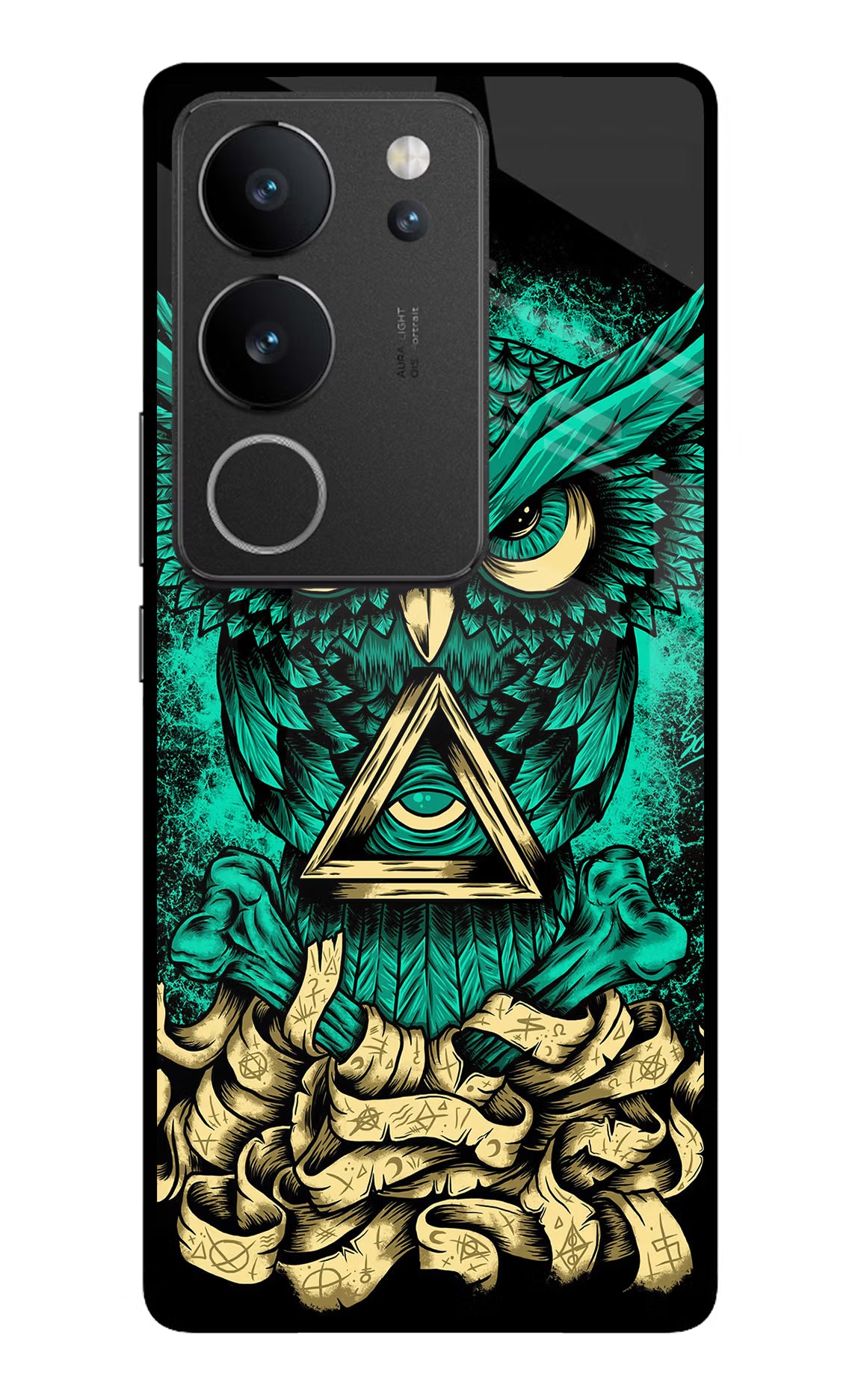 Green Owl Vivo V29/V29 Pro Glass Case Back Cover by Casekaro