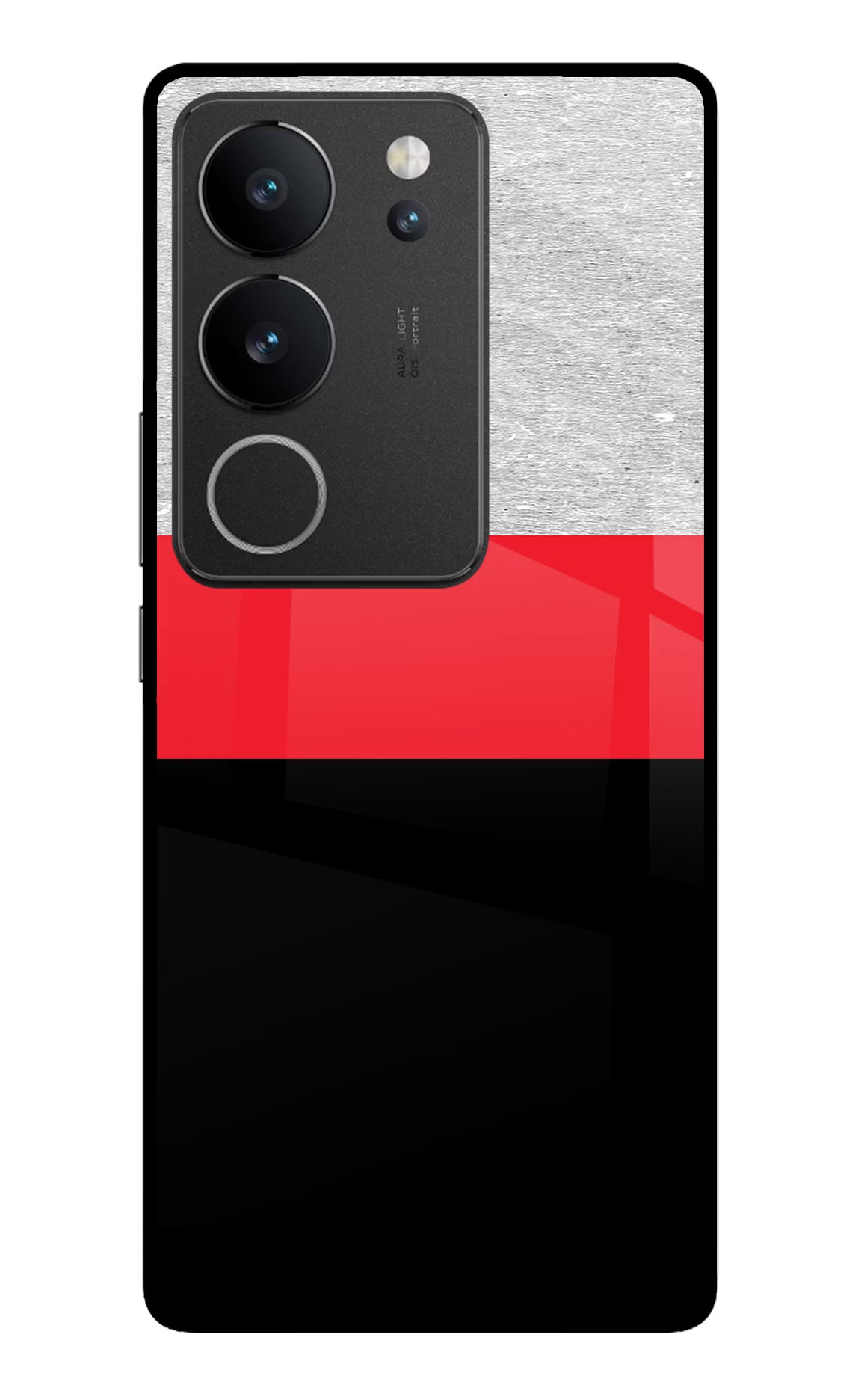 Tri Color Pattern Vivo V29/V29 Pro Glass Case Back Cover by Casekaro