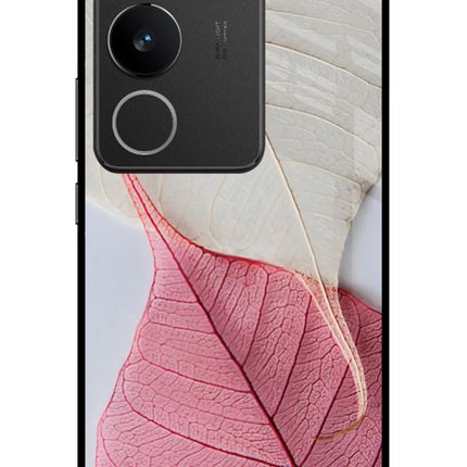 White Pink Leaf Vivo V29/V29 Pro Glass Case