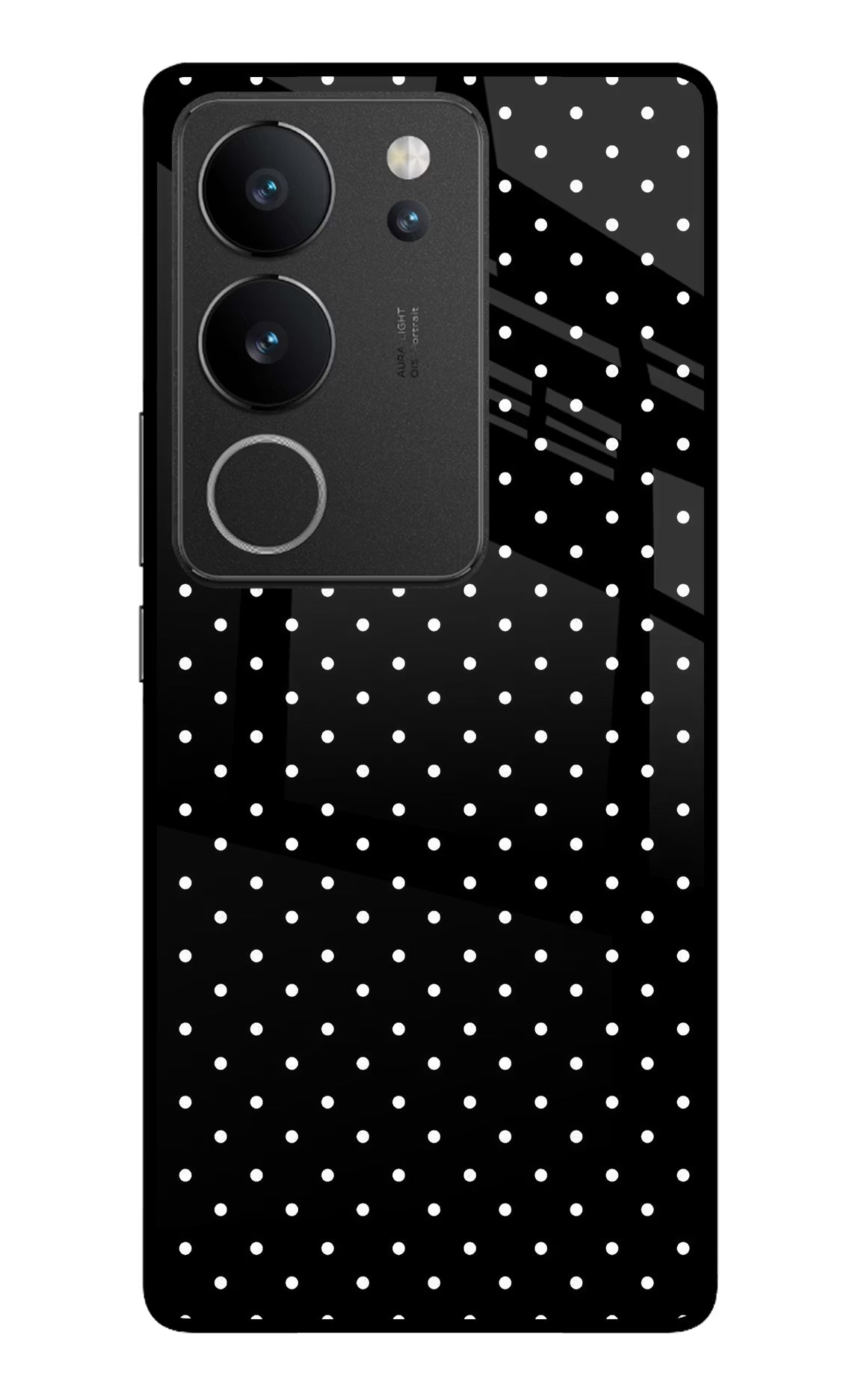 White Dots Vivo V29/V29 Pro Glass Case Back Cover by Casekaro