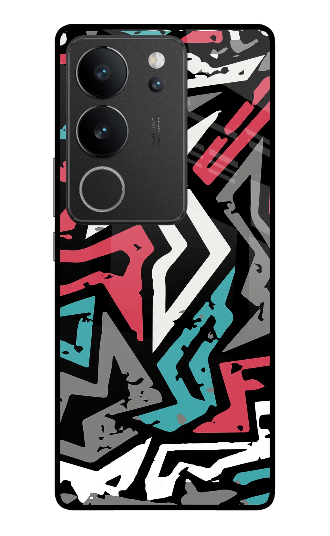 Geometric Graffiti Vivo V29/V29 Pro Glass Case Back Cover by Casekaro