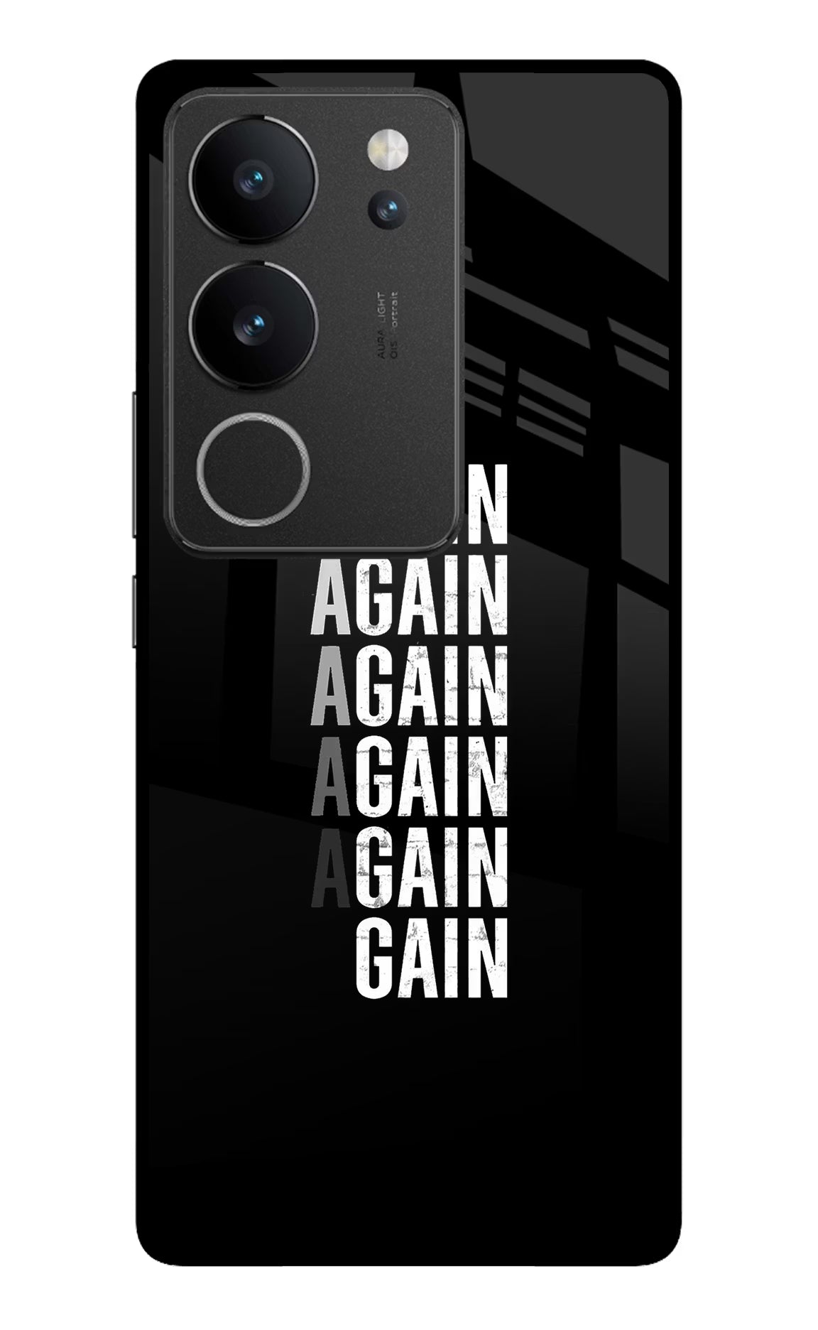Again Again Gain Vivo V29/V29 Pro Glass Case Back Cover by Casekaro
