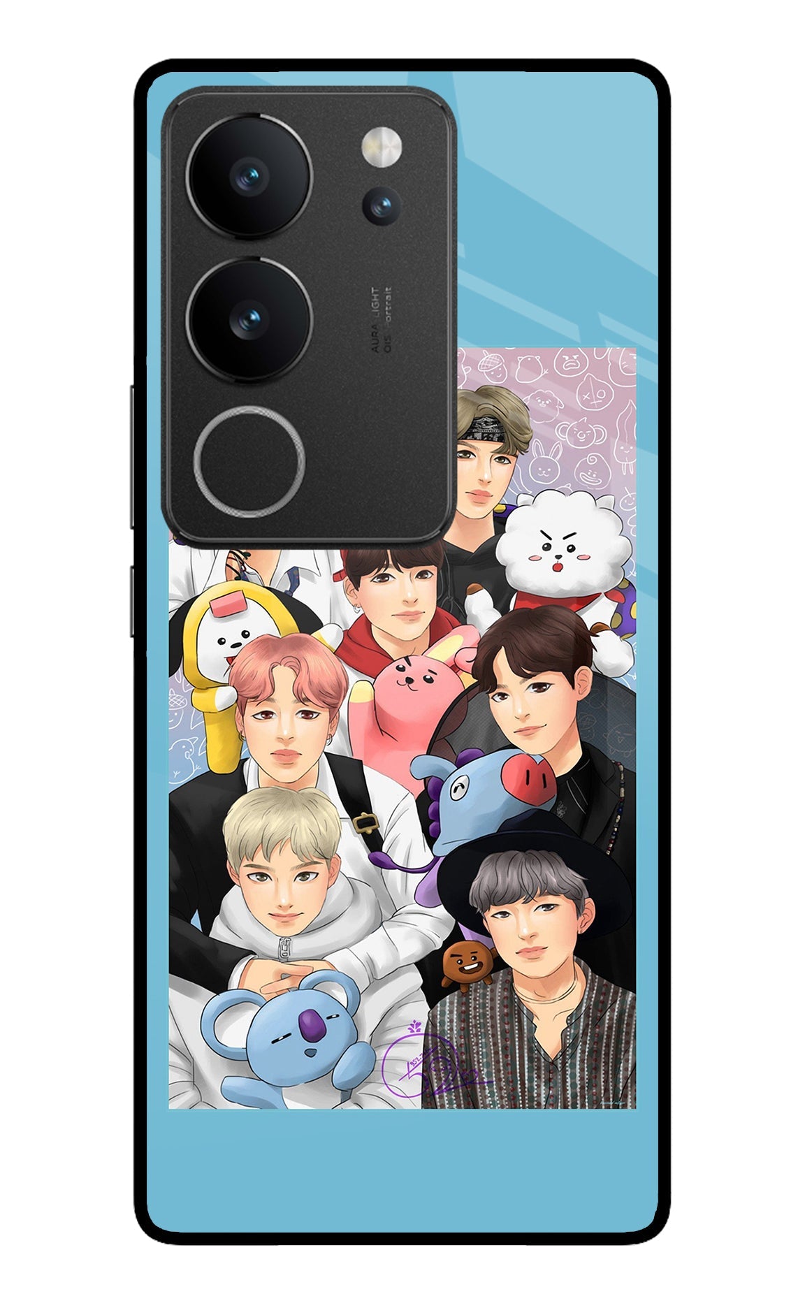 BTS with animals Vivo V29/V29 Pro Glass Case