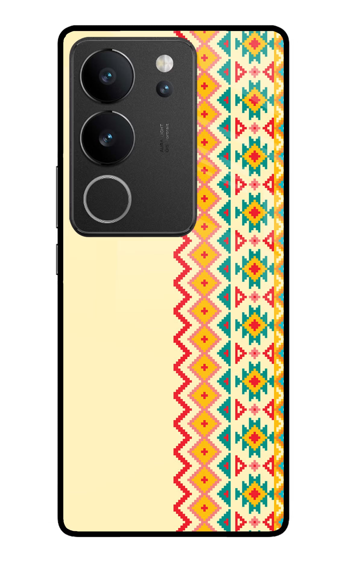 Ethnic Seamless Vivo V29/V29 Pro Glass Case Back Cover by Casekaro