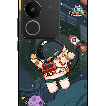Cartoon Astronaut Vivo V29/V29 Pro Glass Case
