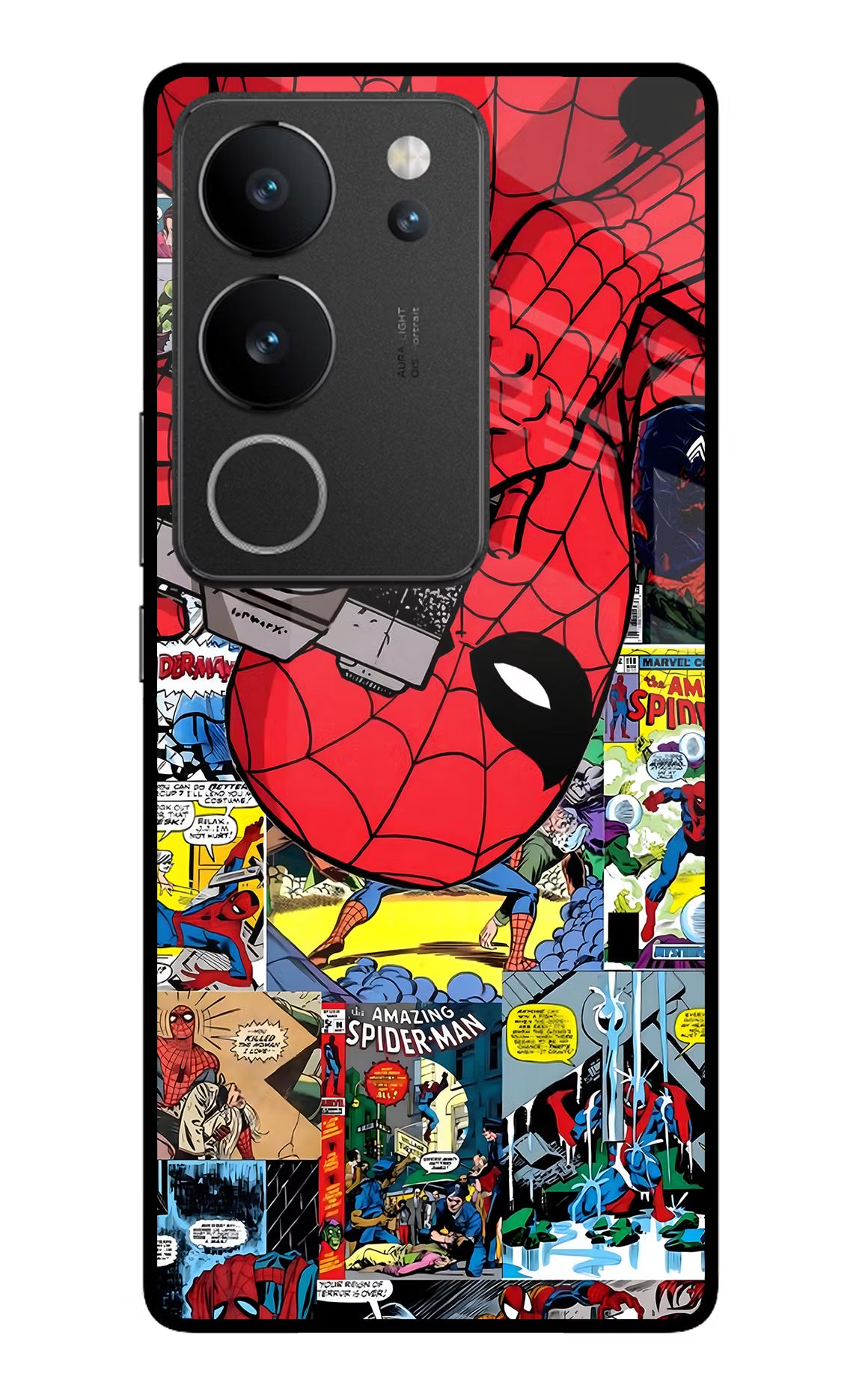 Spider Man Vivo V29/V29 Pro Glass Case Back Cover by Casekaro