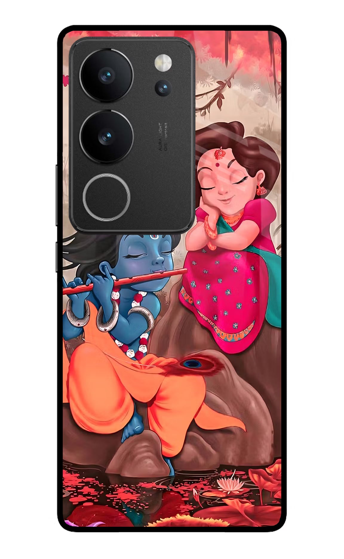 Radhe Krishna Vivo V29/V29 Pro Glass Case Back Cover by Casekaro
