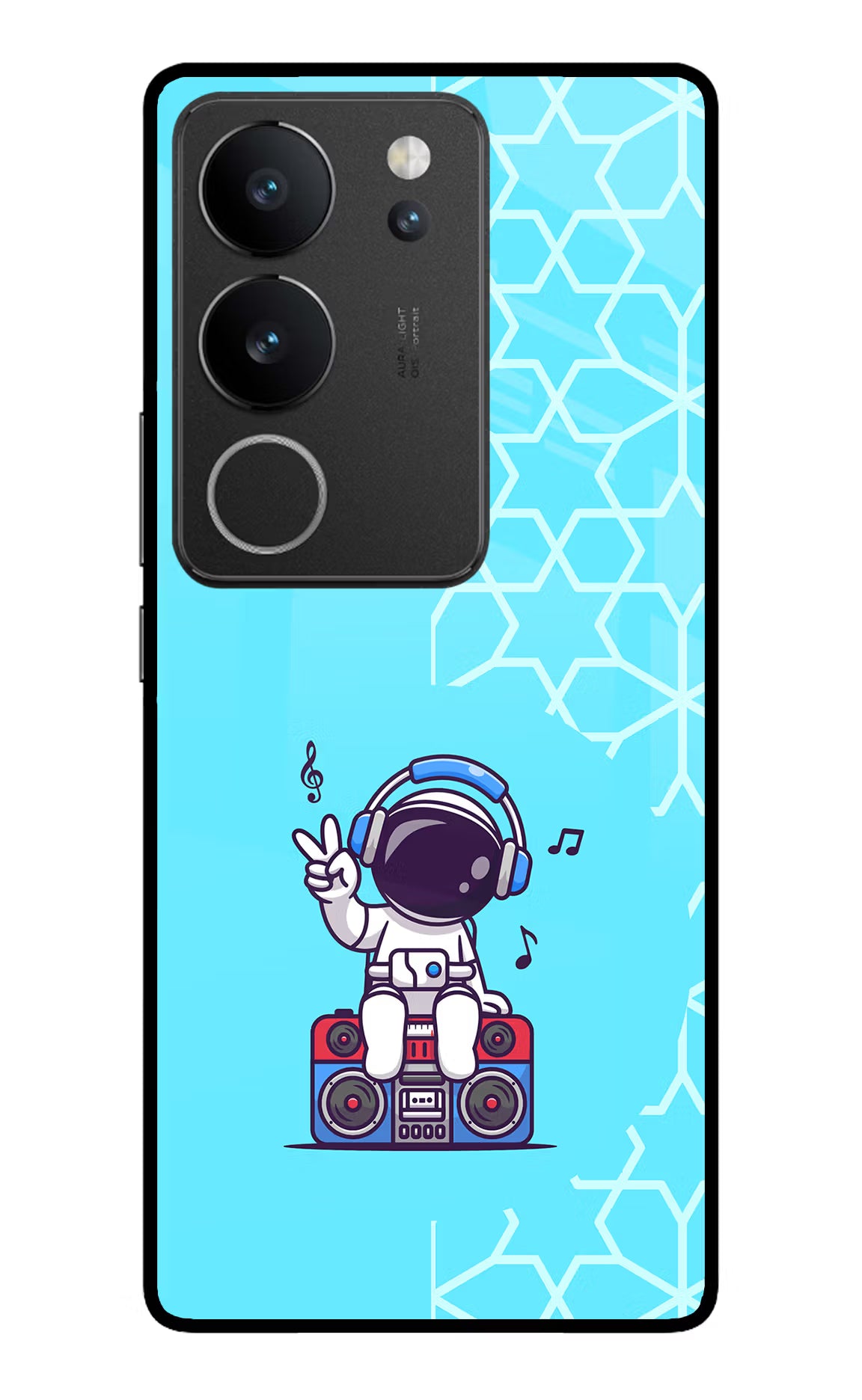 Cute Astronaut Chilling Vivo V29/V29 Pro Glass Case Back Cover by Casekaro