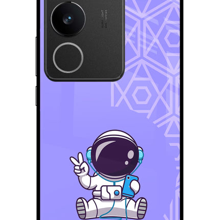 Cute Astronaut Chilling Vivo V29/V29 Pro Glass Case