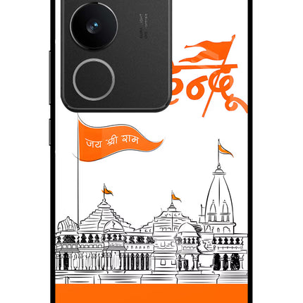 Jai Shree Ram Hindu Vivo V29/V29 Pro Glass Case Back Cover by Casekaro