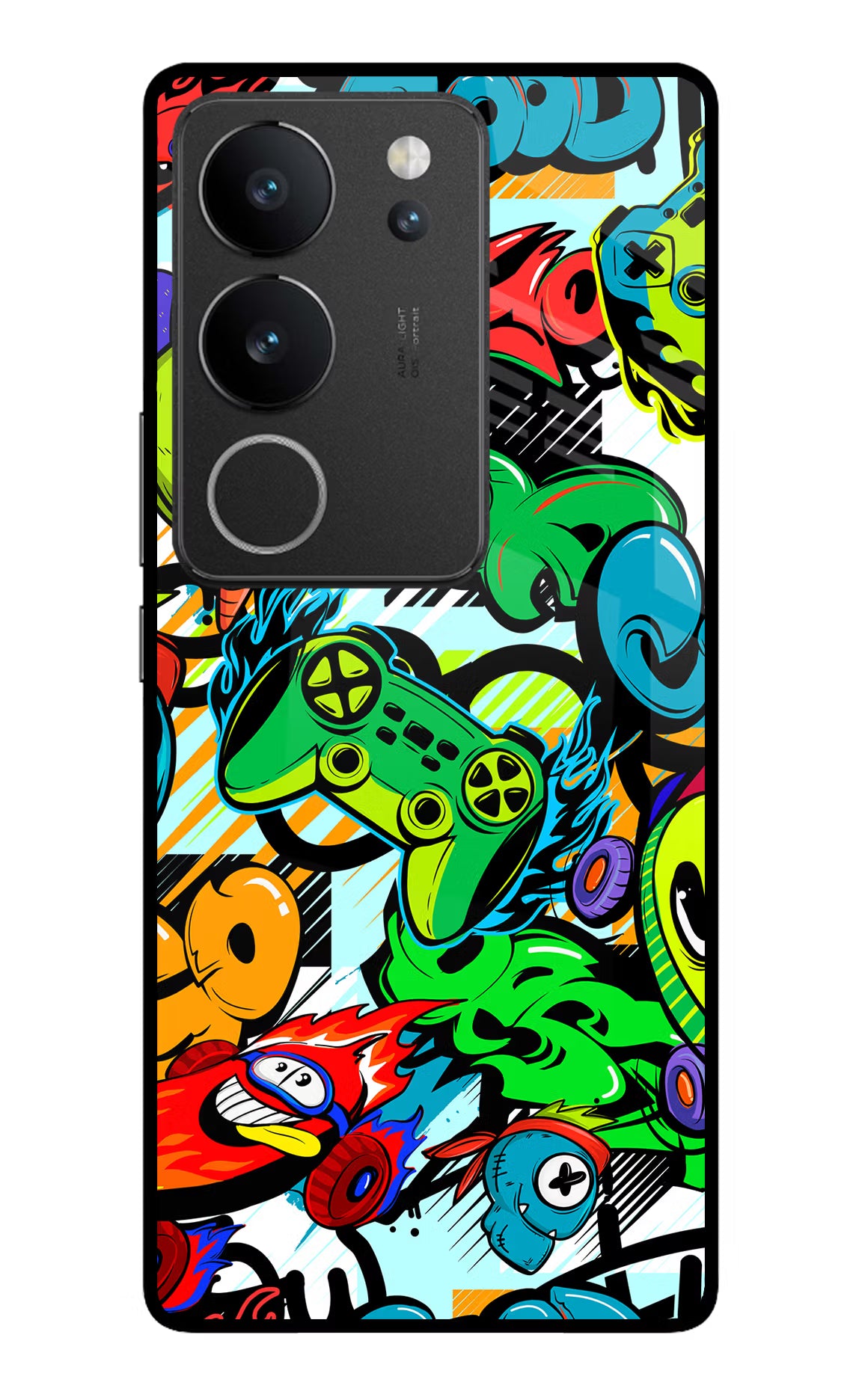 Game Doodle Vivo V29/V29 Pro Glass Case Back Cover by Casekaro