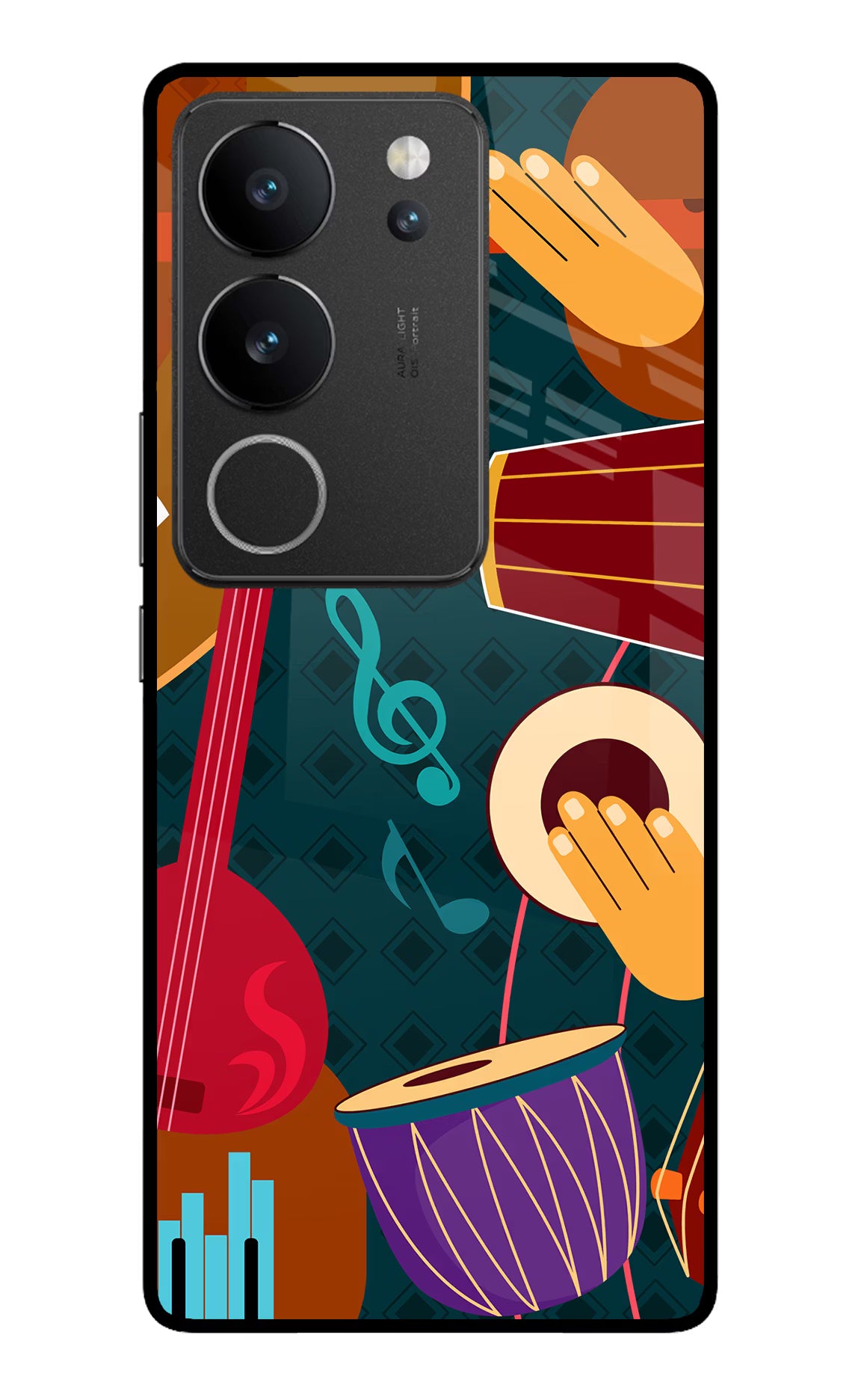 Music Instrument Vivo V29/V29 Pro Glass Case Back Cover by Casekaro