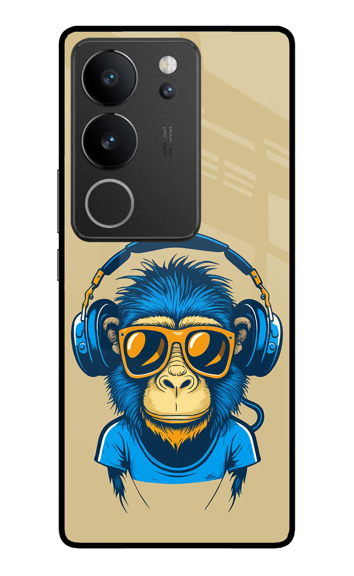 Monkey Headphone Vivo V29/V29 Pro Glass Case Back Cover by Casekaro