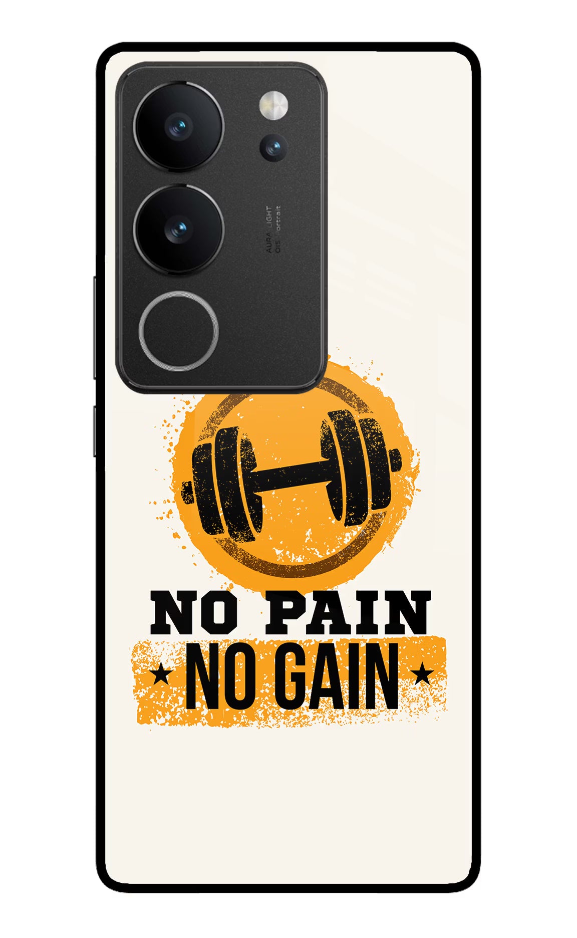No Pain No Gain Vivo V29/V29 Pro Glass Case Back Cover by Casekaro