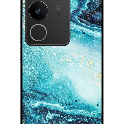 Blue Glitter Marble Vivo V29/V29 Pro Glass Case