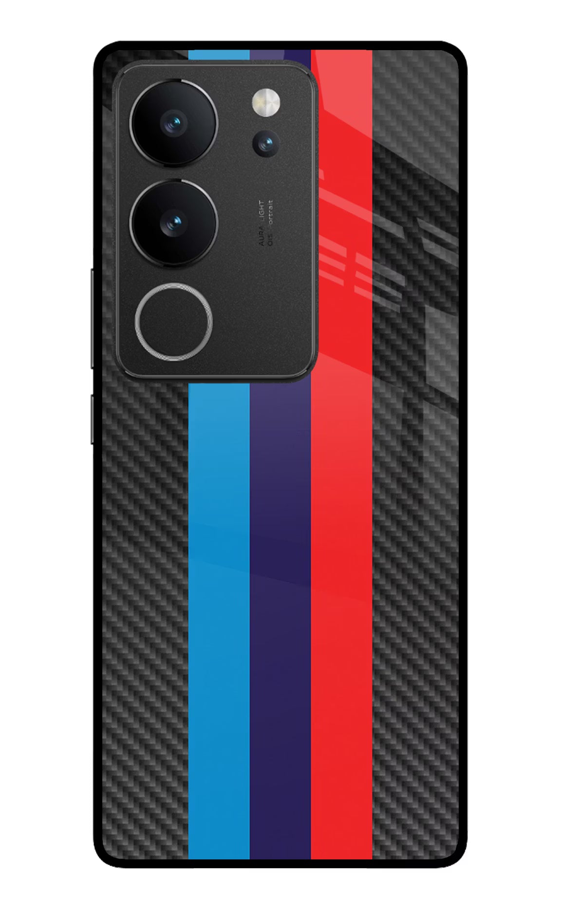 BMW Stripes Pattern Vivo V29/V29 Pro Glass Case Back Cover by Casekaro