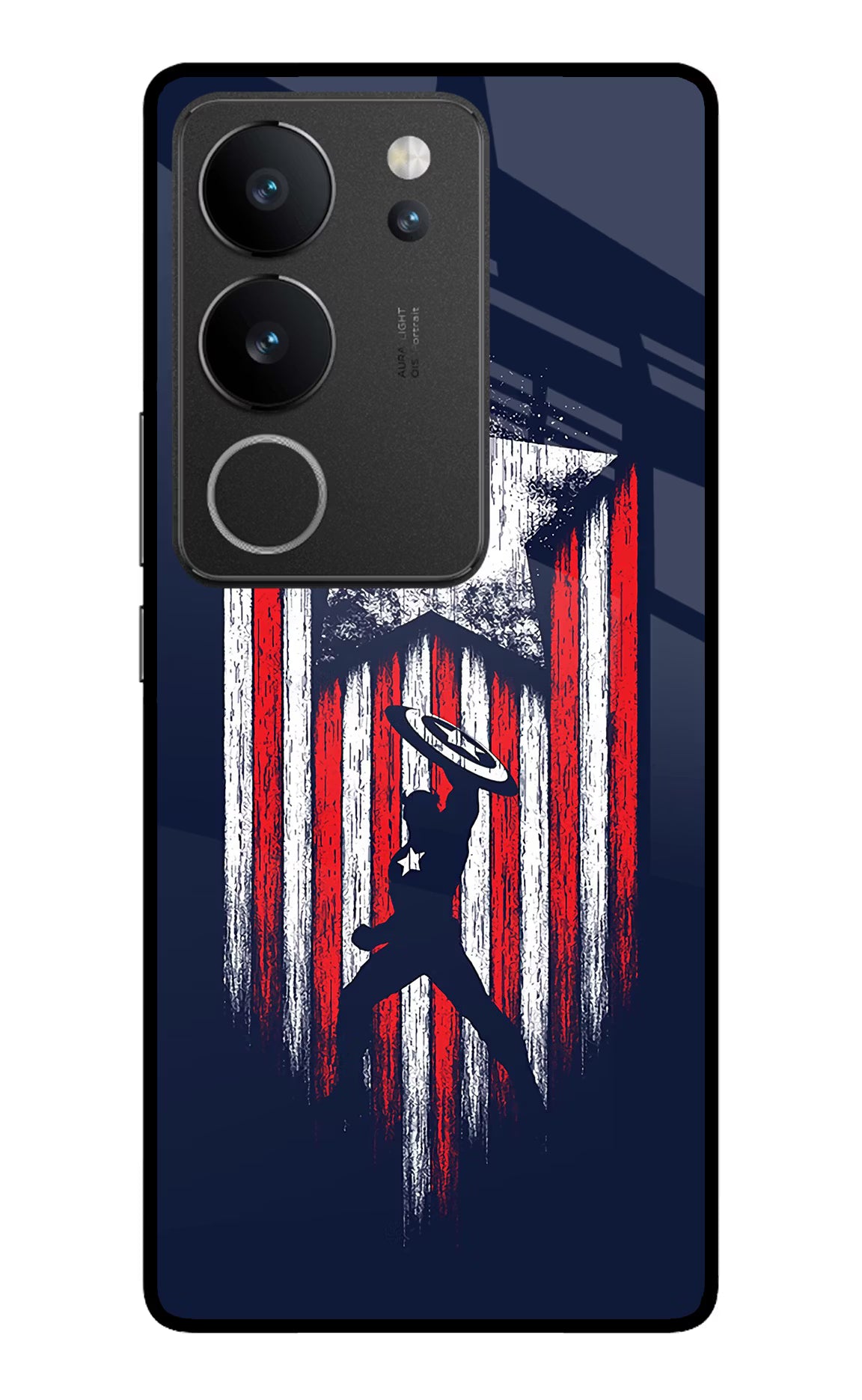 Captain America Marvel Art Vivo V29/V29 Pro Glass Case Back Cover by Casekaro