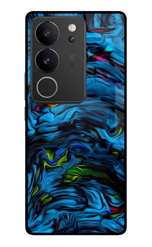 Dark Blue Abstract Vivo V29/V29 Pro Glass Case