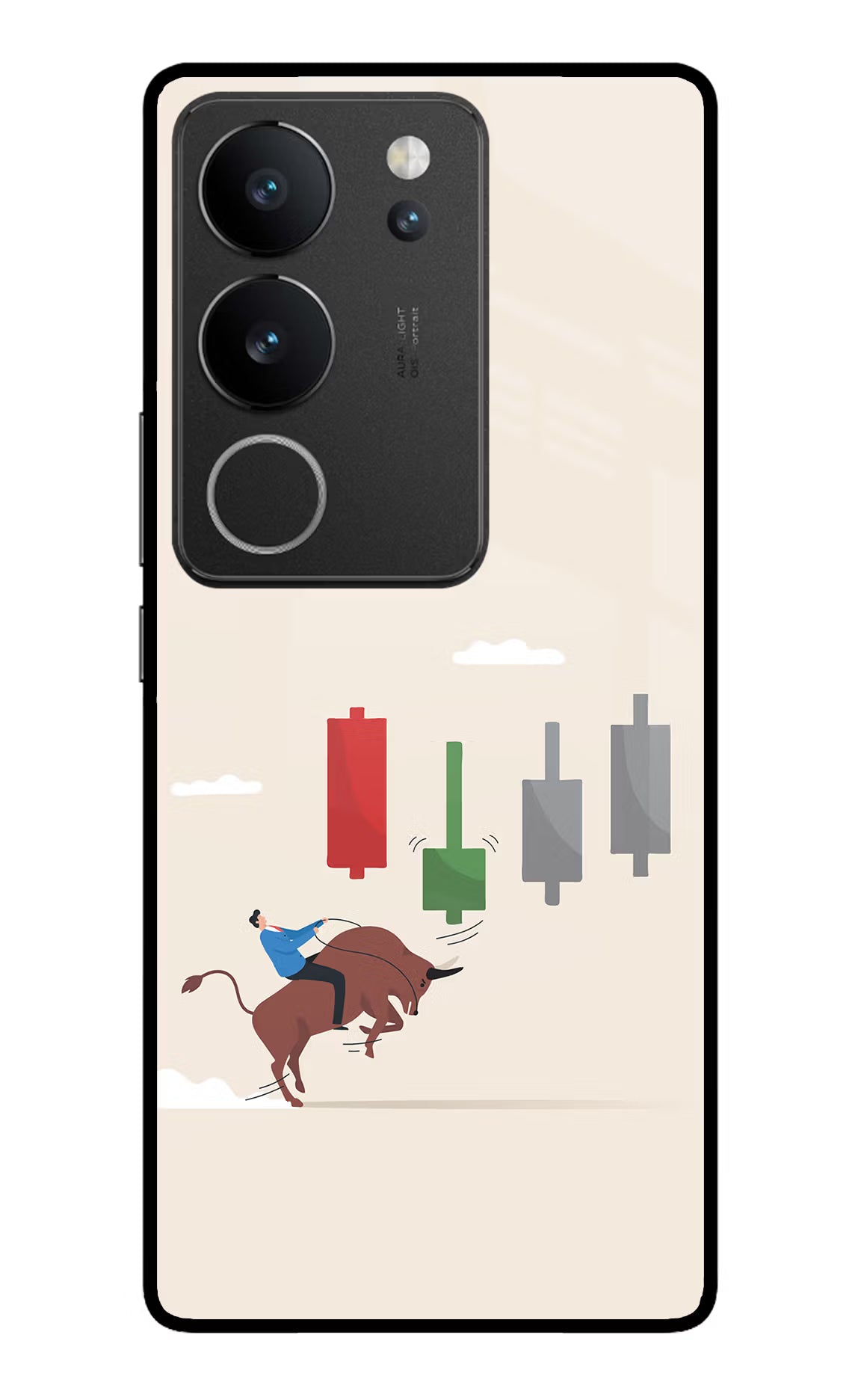 Bull Trading Momentum Vivo V29/V29 Pro Glass Case Back Cover by Casekaro