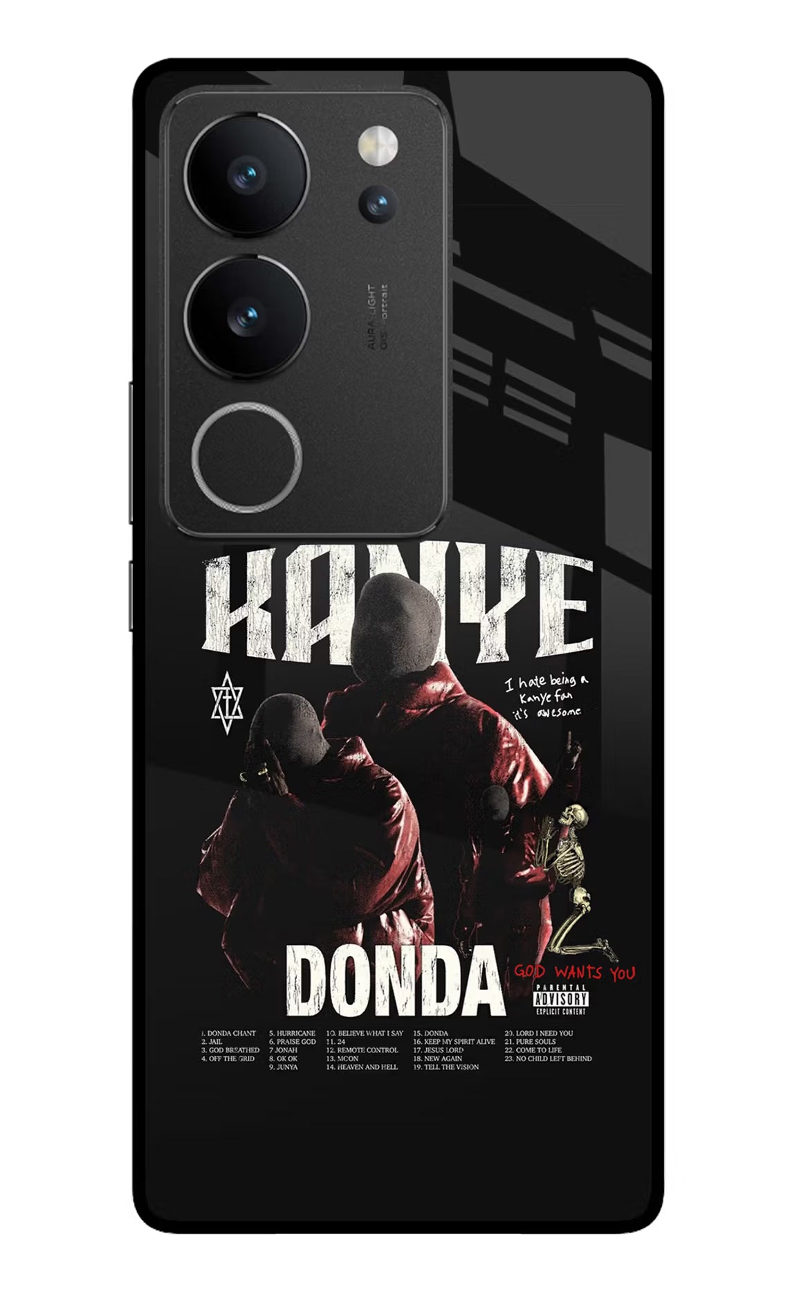 Donda Kanye West Vivo V29/V29 Pro Glass Case Back Cover by Casekaro