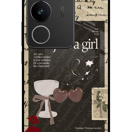 I am just a girl Vivo V29/V29 Pro Glass Case