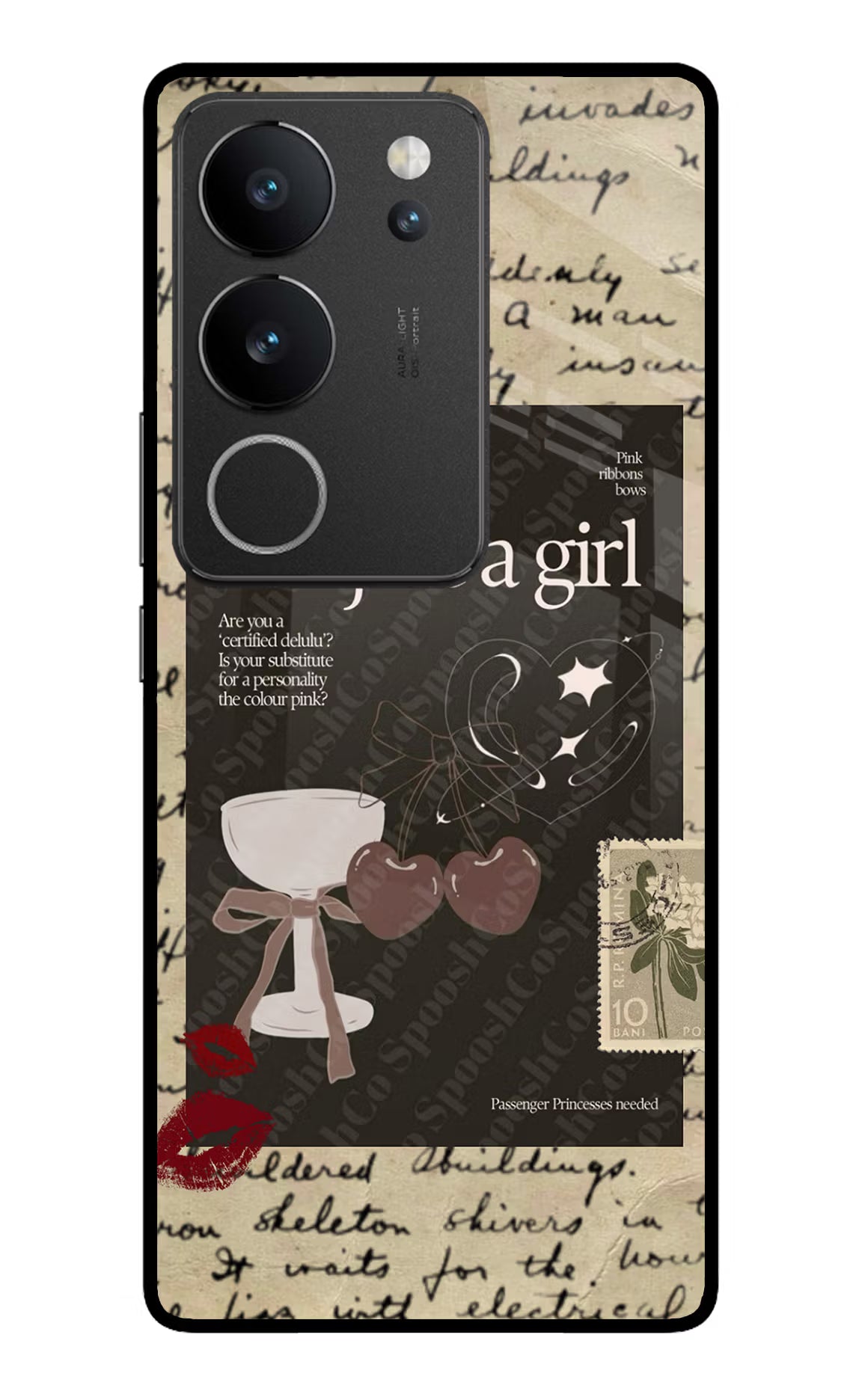 I am just a girl Vivo V29/V29 Pro Glass Case Back Cover by Casekaro
