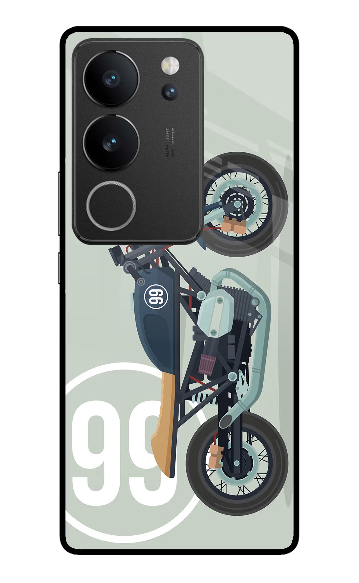 Classic Cafe Racer 99 Vivo V29/V29 Pro Glass Case Back Cover by Casekaro