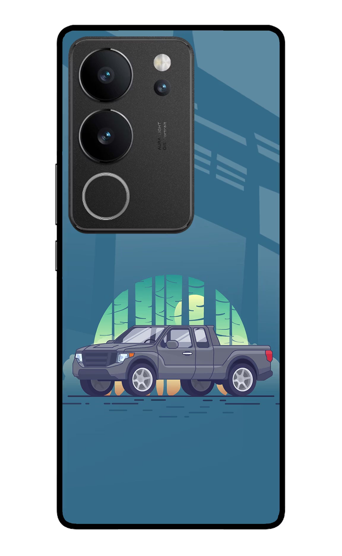 Retro Garage Vibe Vivo V29/V29 Pro Glass Case Back Cover by Casekaro