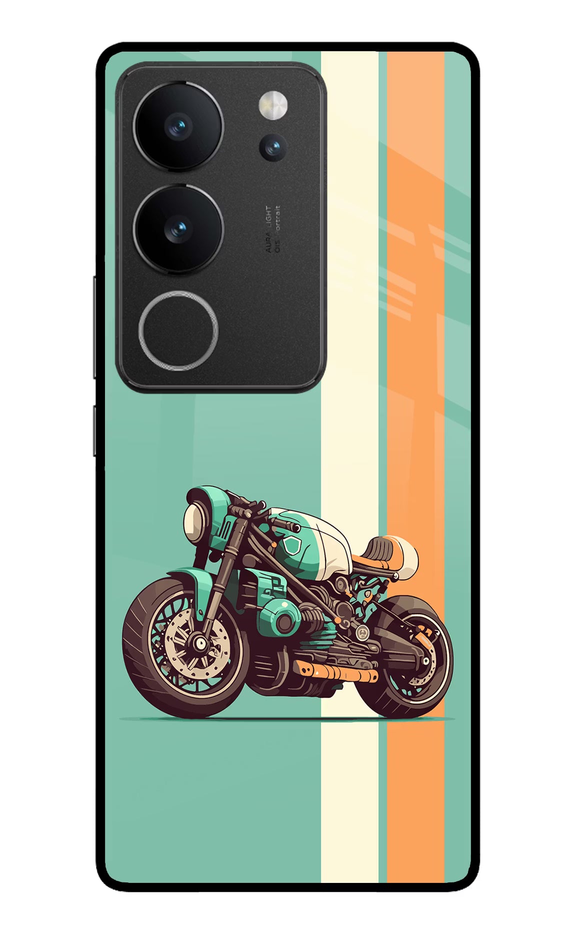 Striped Moto Drift Vivo V29/V29 Pro Glass Case Back Cover by Casekaro