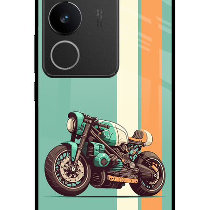 Striped Moto Drift Vivo V29/V29 Pro Glass Case Back Cover by Casekaro