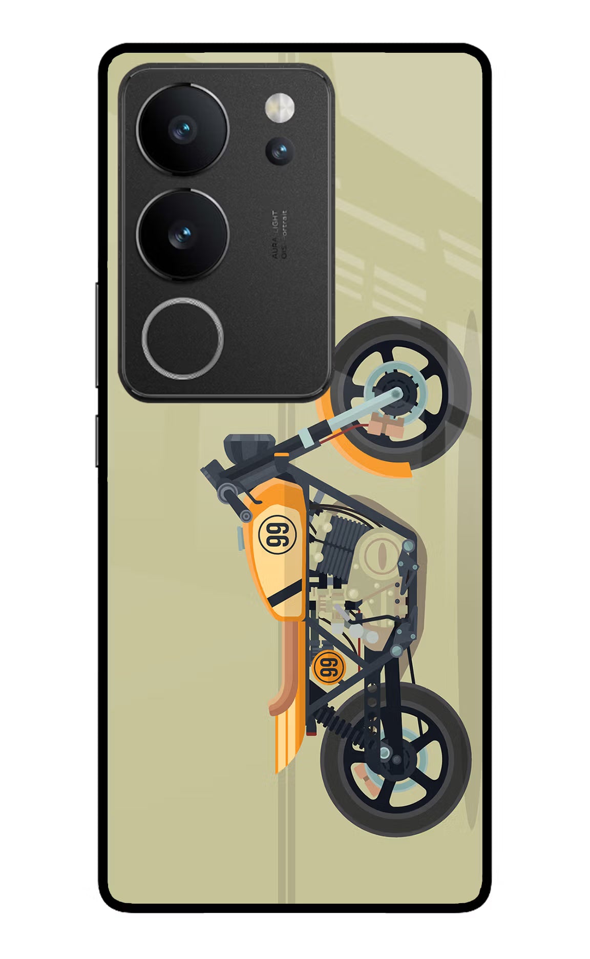 Vertical Speedster Vivo V29/V29 Pro Glass Case Back Cover by Casekaro