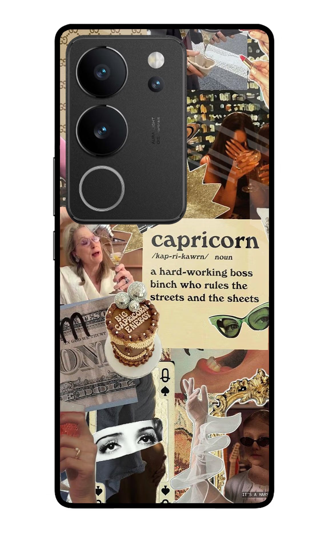 Capricorn Zodiac Vivo V29/V29 Pro Glass Case Back Cover by Casekaro