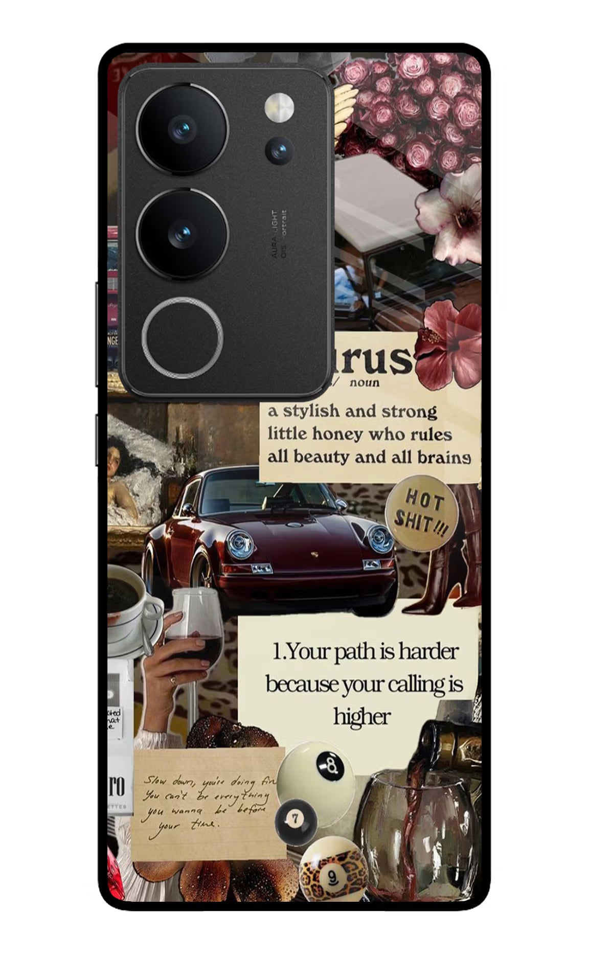 Taurus Zodiac Vivo V29/V29 Pro Glass Case Back Cover by Casekaro