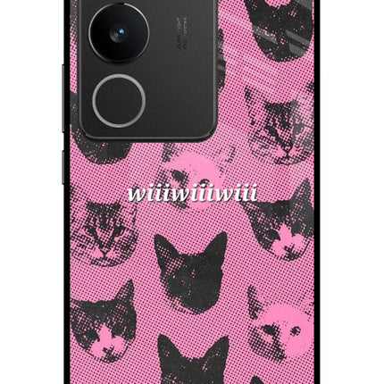Pink Cats Vivo V29/V29 Pro Glass Case