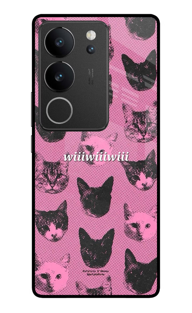 Pink Cats Vivo V29/V29 Pro Glass Case
