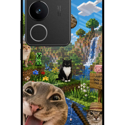 Minecraft Cat Chaos Vivo V29/V29 Pro Glass Case