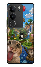 Minecraft Cat Chaos Vivo V29/V29 Pro Glass Case