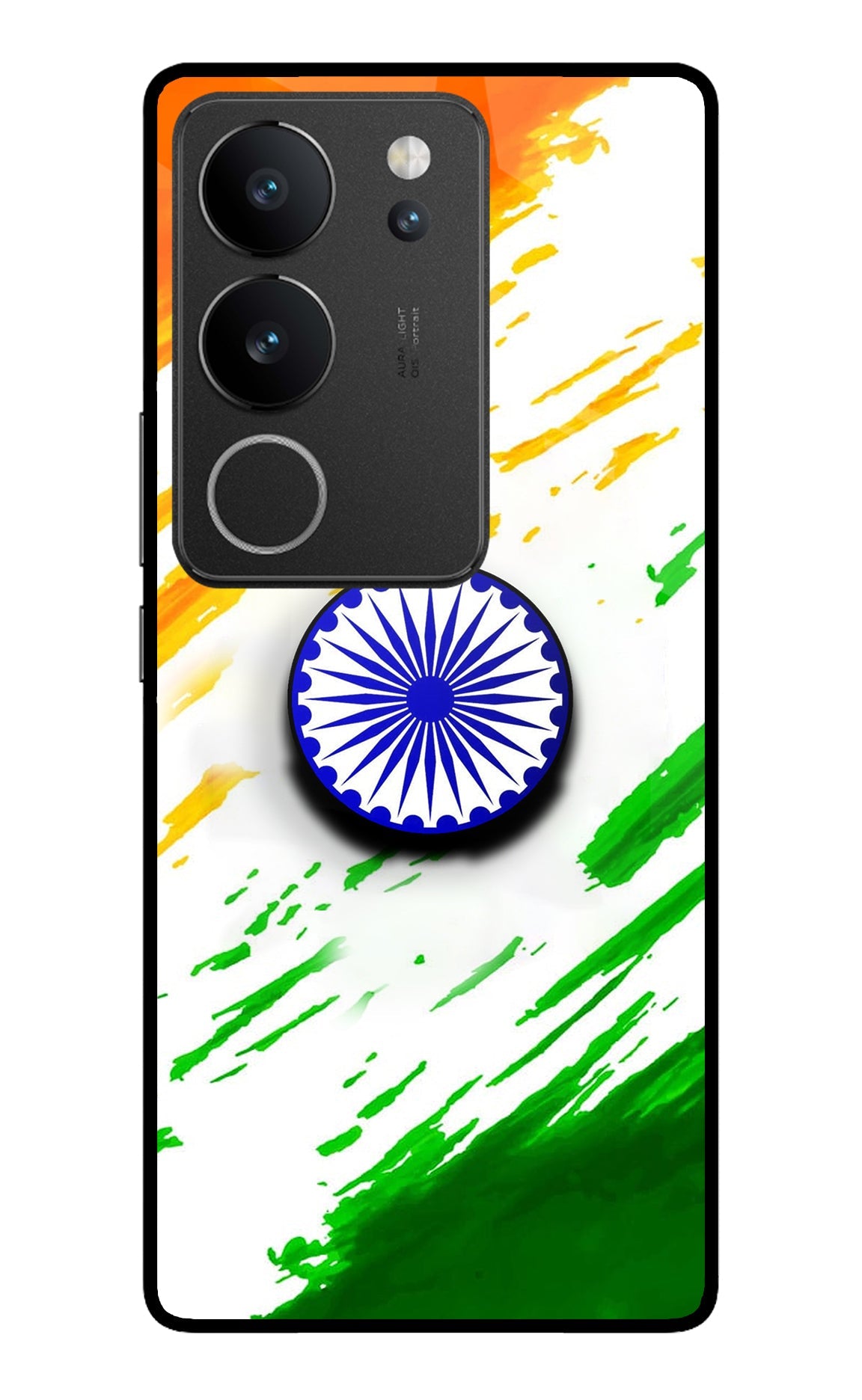 Indian Flag Ashoka Chakra Vivo V29/V29 Pro Glass Case