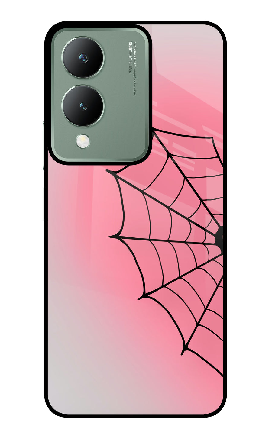 Pink Web Vivo Y17s Back Cover, Glass case