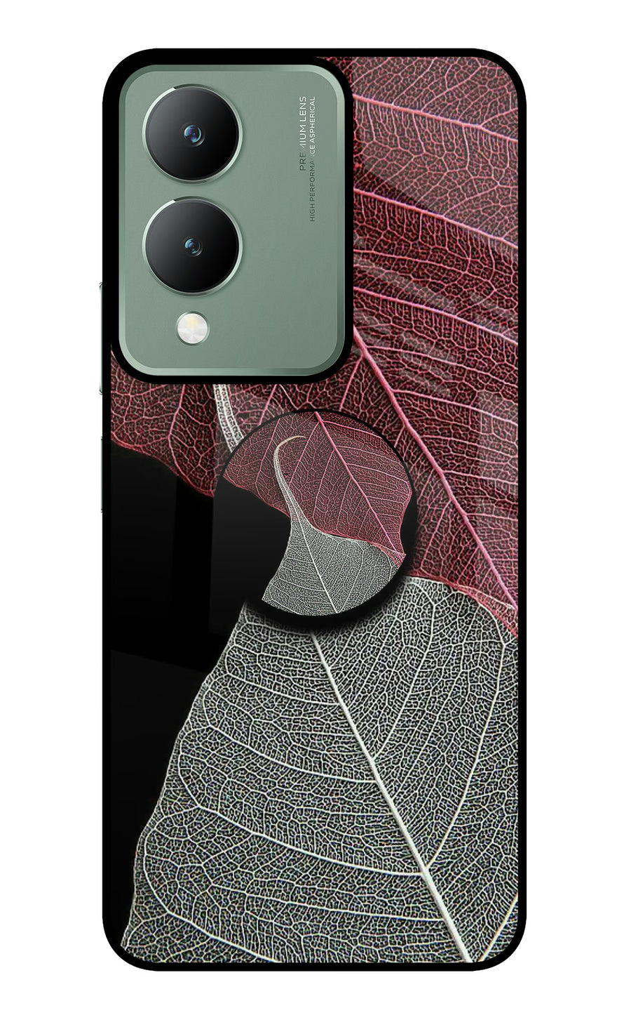 Leaf Pattern Vivo Y17s Pop Case, Glass case