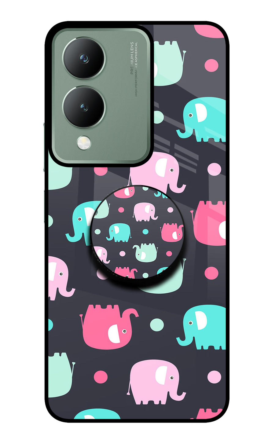 Baby Elephants Vivo Y17s Pop Case, Glass case