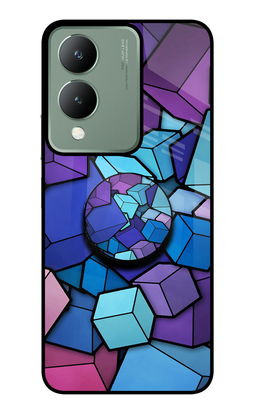 Cubic Abstract Vivo Y17s Pop Case, Glass case