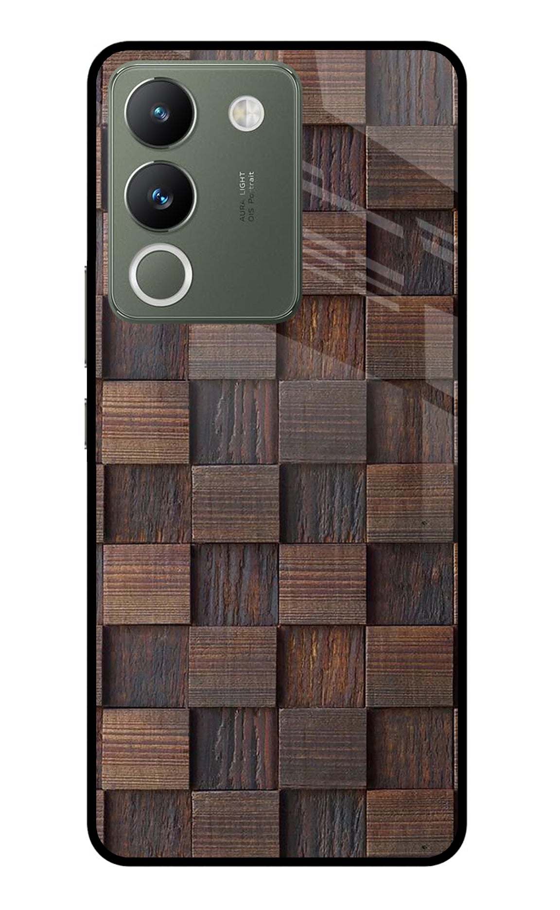 Wooden Cube Design Vivo Y200 5G Glass Case