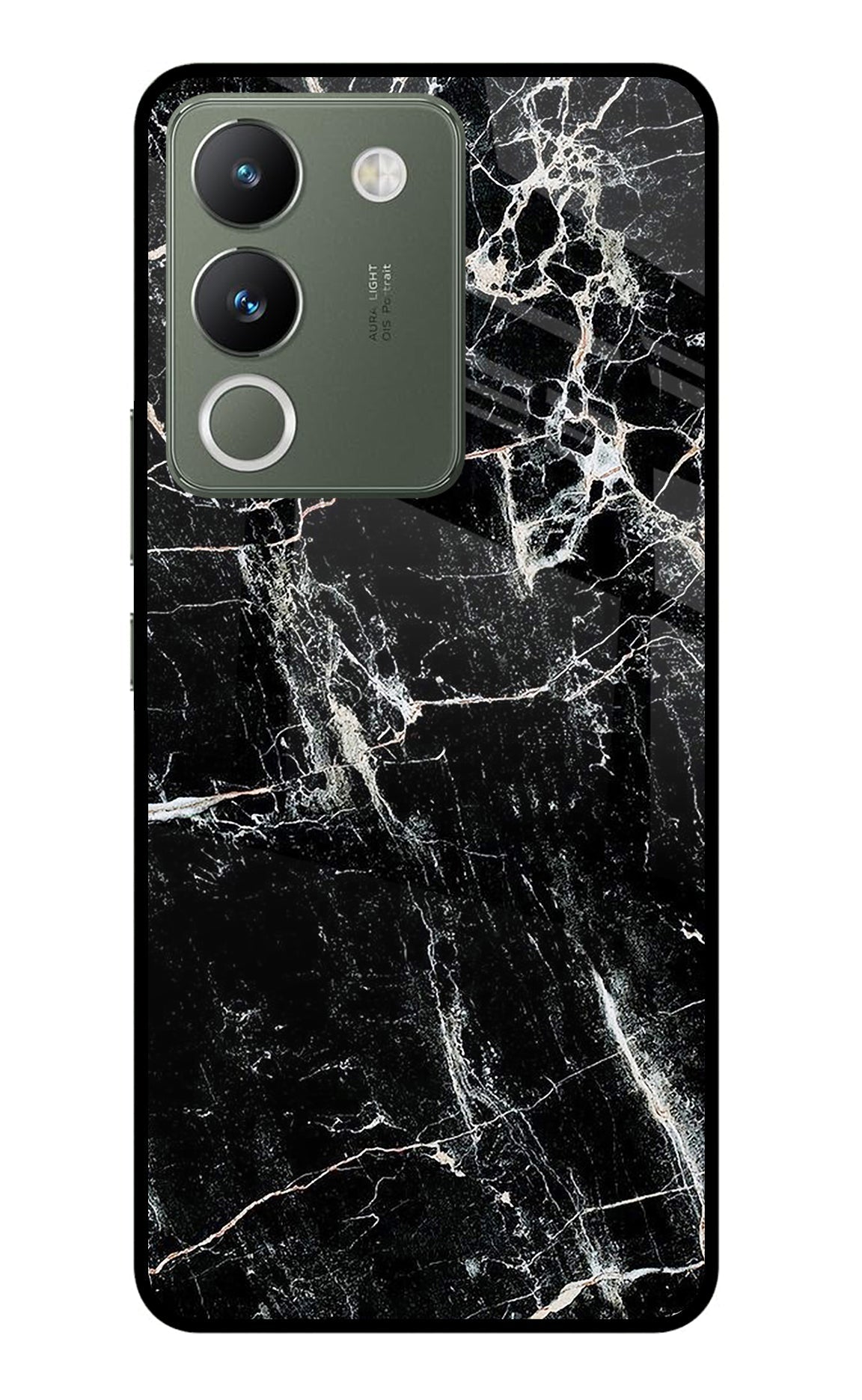 Black Marble Texture Vivo Y200 5G Glass Case