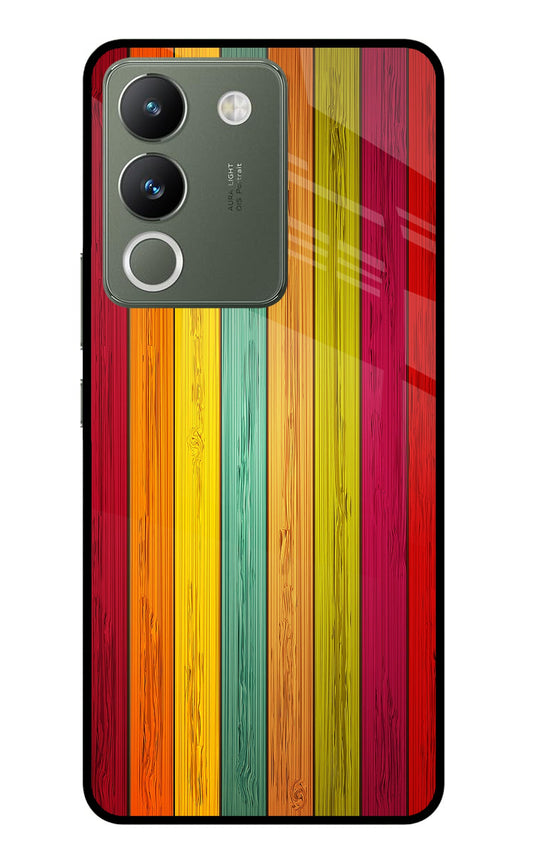 Multicolor Wooden Vivo Y200 5G Glass Case