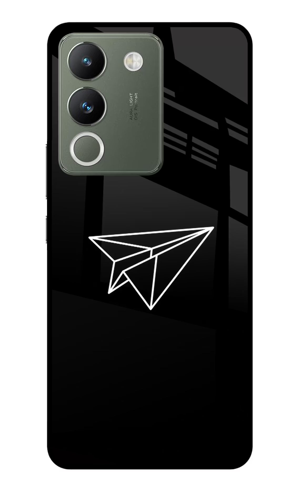 Paper Plane White Vivo Y200 5G Glass Case Back Cover by Casekaro