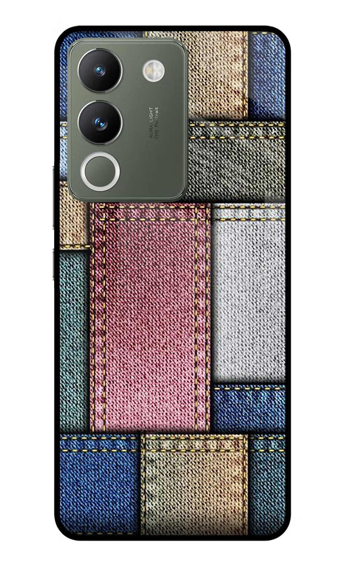 Multicolor Jeans Vivo Y200 5G Glass Case Back Cover by Casekaro
